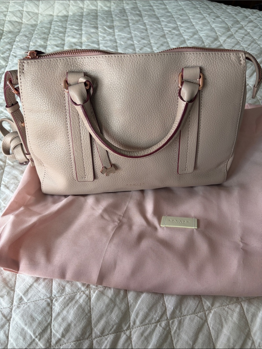 RADLEY LONDON Blush Pink Leather Shoulder Bag with dust bag to store